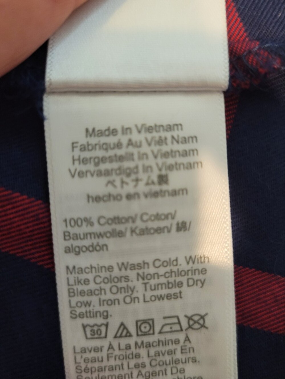 EUC J CREW Cotton Flannel Shirt Dress Navy Blue Red Plaid Preppy Women's Size 12 - Picture 11 of 12